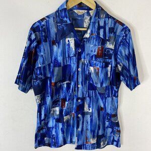 Vintage Capri West Townline 70s Men L Disco Psychedelic Polyester Button Shirt